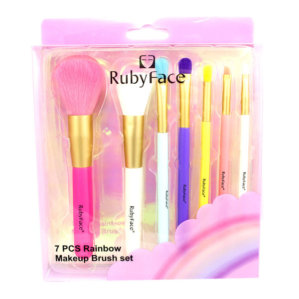Kit de Pincel com 7 Pincéis Rainbow Ruby Face