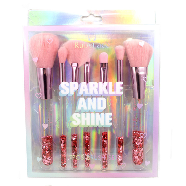 Kit com 7 Pincéis de Maquiagem Sparkle And Shine Ruby Face