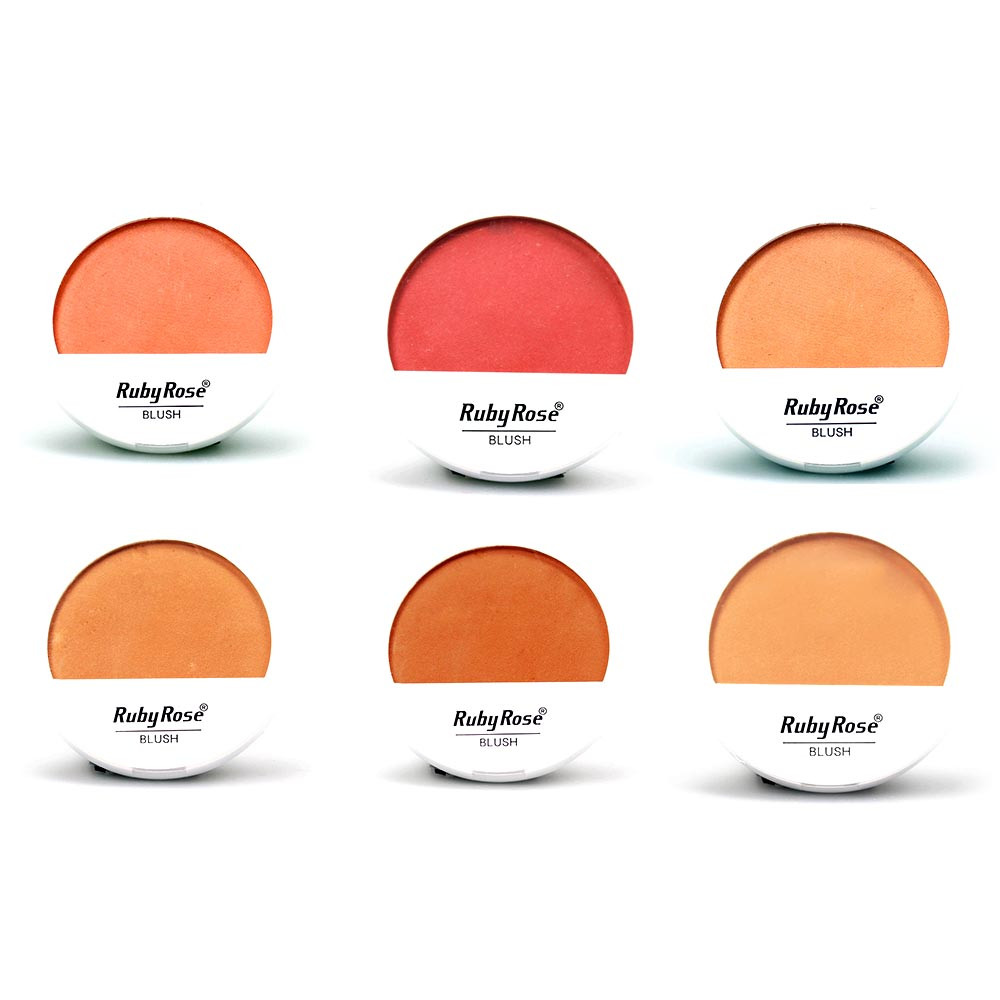 Kit 6 Blush Compacto Facial Ruby Rose HB6104