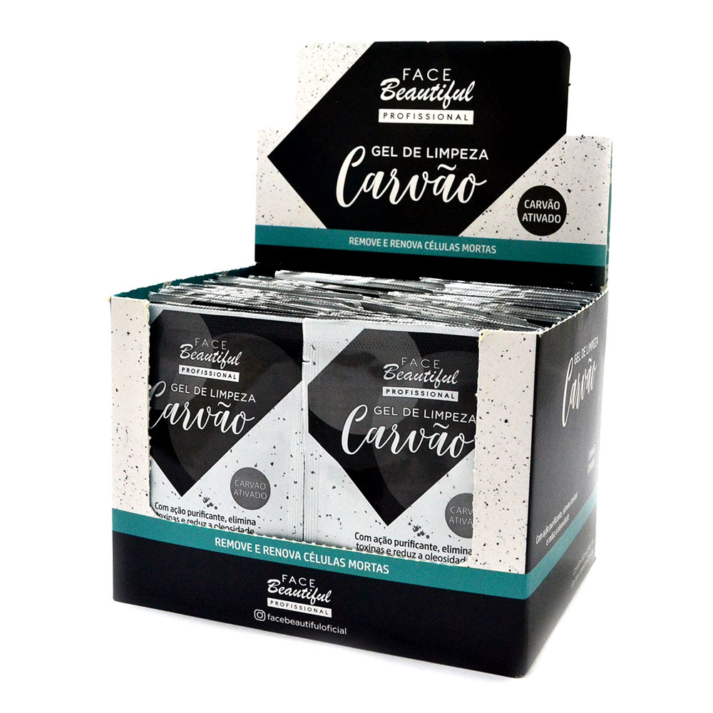 Máscara Facial Gel de Limpeza Carvão Sachê 10ml Face Beauti