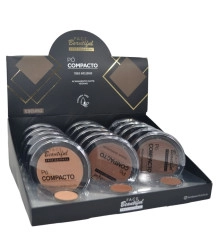 Box 15 Pó Compacto Profissional Cores Escuras Toque Aveludado Vegano Face Beautiful FB212