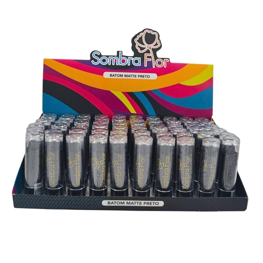 Box 60 Batom Preto Bastão Matte Sombra Flor SF004