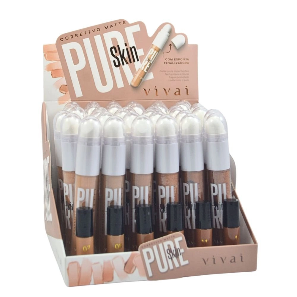 Box 36 Corretivo Líquido Matte Pure Skin com Esponja 7 a 12 Vivai 1029